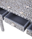 Grey Mother Of Pearl Inlay Floral 3 Drawer Console Table 3