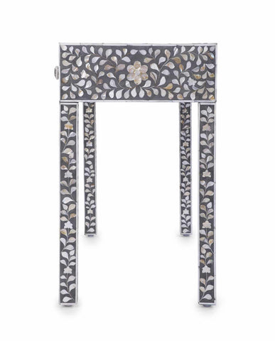 Grey Mother Of Pearl Inlay Floral 3 Drawer Console Table 2