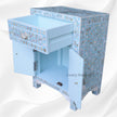 MOP Floral 1 Drawer 2 Door Bedside Table Turquoise 4