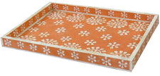 Flower Bone Inlay Tray Orange