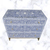 Scroll Vine Bone Inlay Chest of 3 Drawers Indigo 2