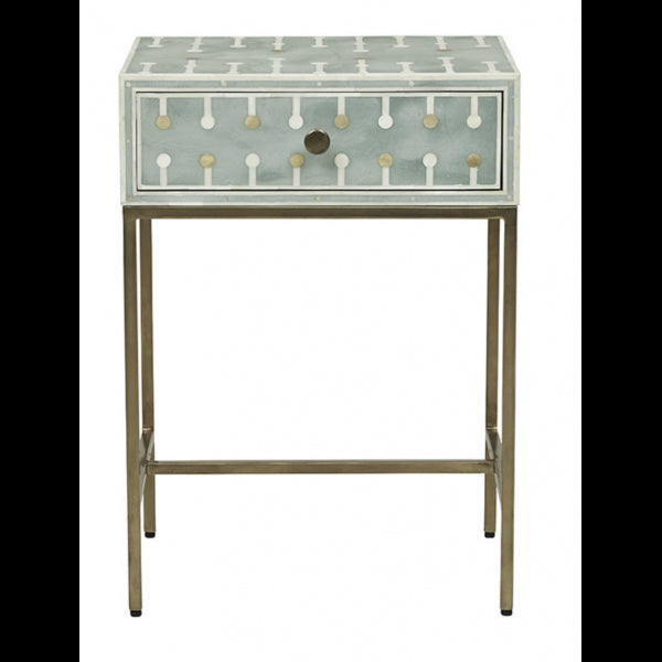 Dot Bone Inlay Nightstand Green 1