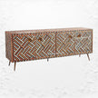 Optical Teakwood Inlay Media Console Brown 2