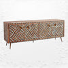 Optical Teakwood Inlay Media Console Brown 2