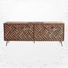 Optical Teakwood Inlay Media Console Brown 1