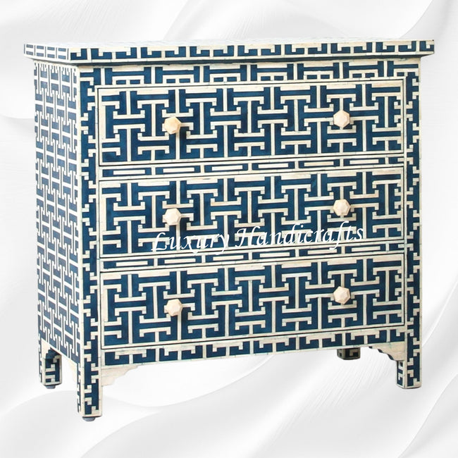 Tetris Bone Inlay 3 Drawer Dresser Indigo 1