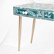 Vine Bone Inlay Desk Teal Green  4