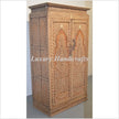 Vintage Anglo Indian Teak Wood Wardrobe Bone Inlaid Almirah 1