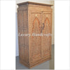 Vintage Anglo Indian Teak Wood Wardrobe Bone Inlaid Almirah 1