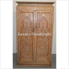 Vintage Anglo Indian Teak Wood Wardrobe Bone Inlaid Almirah 2