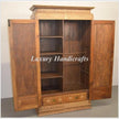 Vintage Anglo Indian Teak Wood Wardrobe Bone Inlaid Almirah 3