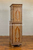 Vintage Anglo Indian Teak Wood Wardrobe Bone Inlaid Cabinet 3