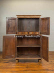 Vintage Anglo Indian Teak Wood Wardrobe Bone Inlaid Cabinet 4