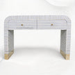 Bone Inlay Waterfall 2 Drawers Console Grey 1