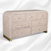 Waterfall Bone Inlay 7 Drawer Sideboard Peach 2