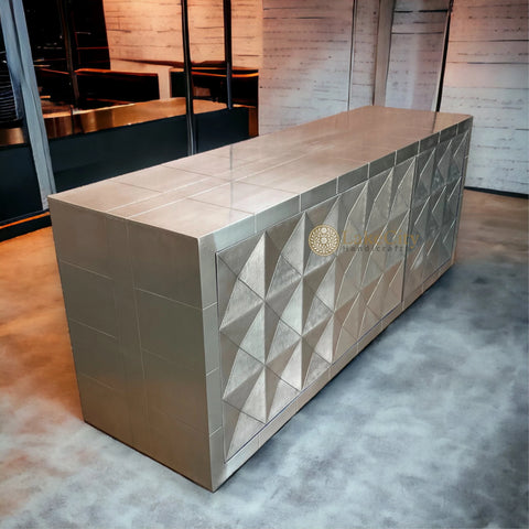 Talitha Silver Metal Embossed Credenza