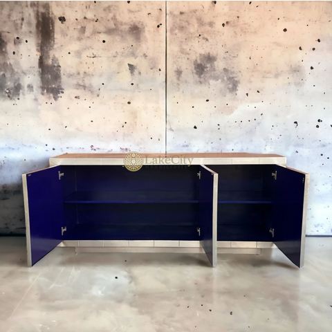 Talitha Silver Metal Embossed Credenza