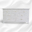 Mother Of Pearl Inlay Floral Design 7 Drawers Chest White