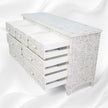 Mother Of Pearl Inlay Floral Design 7 Drawers Chest White