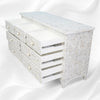 Mother Of Pearl Inlay Floral Design 7 Drawers Chest White