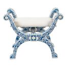 Bone Inlay Floral Design Jenny Stool in Blue Color