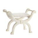 Bone Inlay Floral Design Jenny Stool in White Color