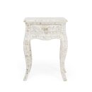 Mother of Pearl Curved Long Leg Side Table in White Color