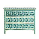 Chest of 3 Drawers Star Geometric Design in Teal Green Color