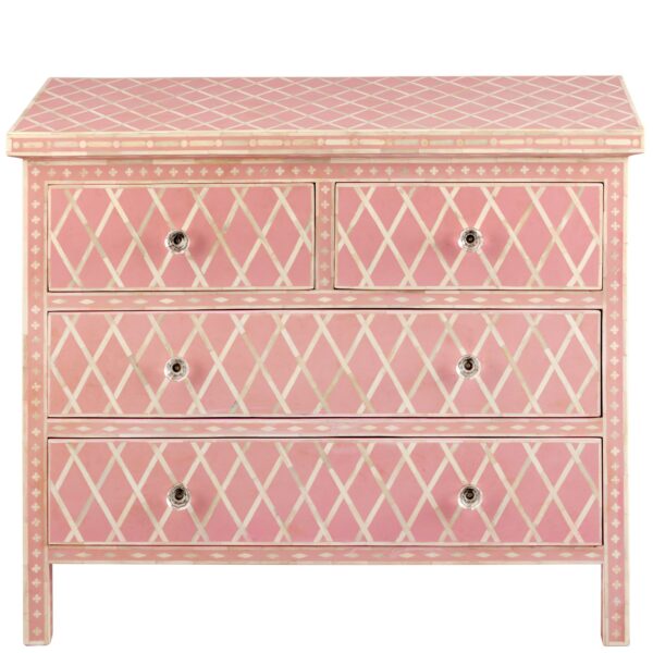 Diamond Design Bone Inlay Chest in Pink Color