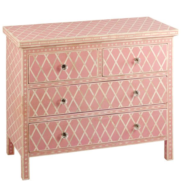 Bone Inlay Chest of Four Drawers Pink