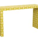 Bone Inlay Console Table , Desk , entry way table in yellow color