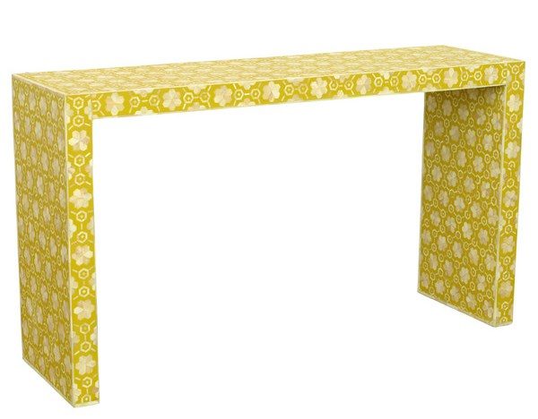 Bone Inlay Console Table , Desk , entry way table in yellow color