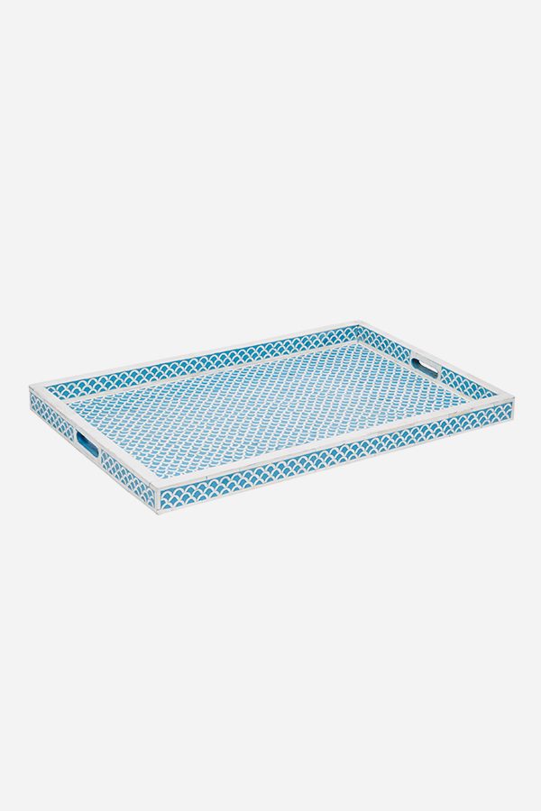 Fish Scale Design Tray in Aqua Blue Color