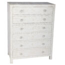 Chest of 6 Drawers Floral Design in White Color