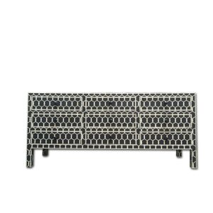 Honeycomb Design Bone Inlay Chest and Sideboard in Black Color
