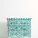 Bone Inlay Chest of 3 Drawers Floral Design in Teal Green Color