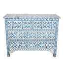 bone inlay buffet Chest of 4 Drawers Star Geometric Design in Blue Color
