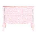 Bone inlay Chest of 2 Drawers Floral Design in Pink Color