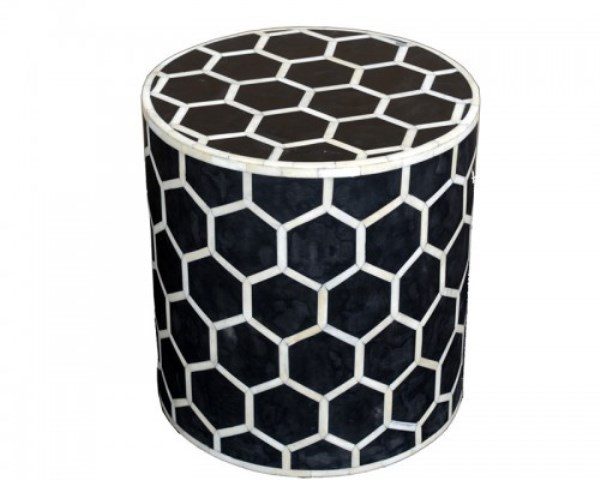 Round Honeycomb Stool in Black Color