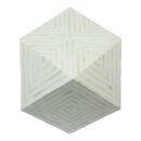 Bone Inlay Octagonal Side Stool in White Color
