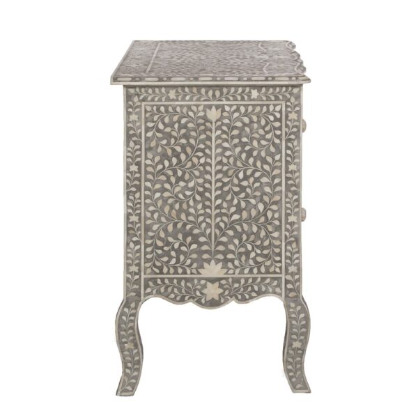 French bone inlay chest of drawers gray color