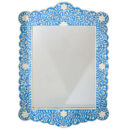 Floral Design Scalloped Mirror in Blue Color