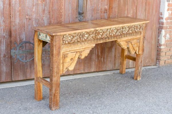 Wooden Floral Design Carved Console Table