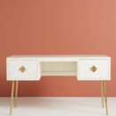 Bone Inlay Two Drawers Optical Inlay Desk in White