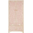 Bone Inlay Floral Design Wardrobe in Light Pink Color