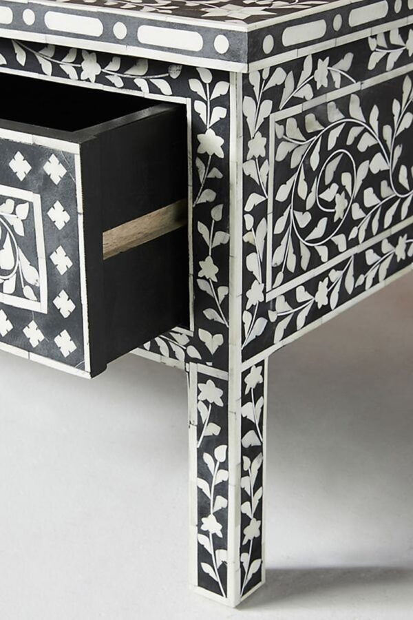 Bone Inlay Coffee table Floral design Black Color