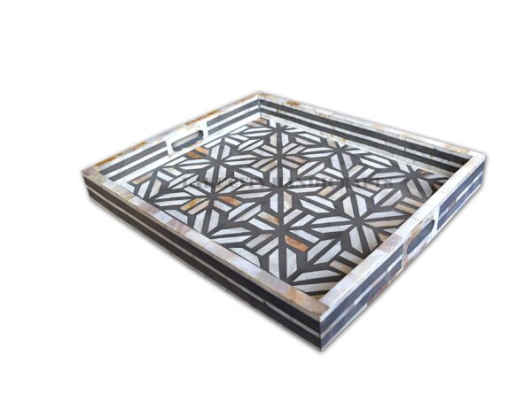 mother of pearl inlay tray in gray color