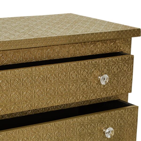 Embossed 3 Drawers Brass Chest close view