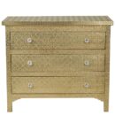 Embossed 3 Drawers Brass Chest main