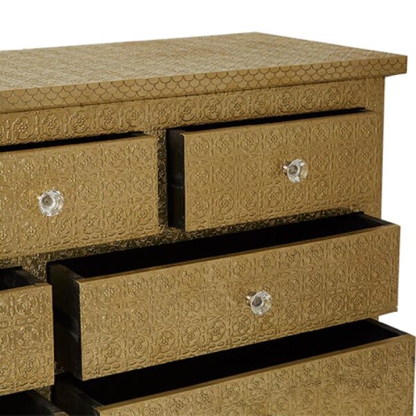 Embossed 7 Drawers Brass Chest open drawer view